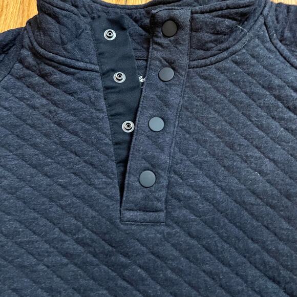 Eddie Bauer Sweatshirt Mens Medium Gray Quilted Quarter Snap Mock Neck - Picture 2 of 7